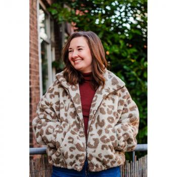 Teddy Fleece Animal Print Braun/Beige